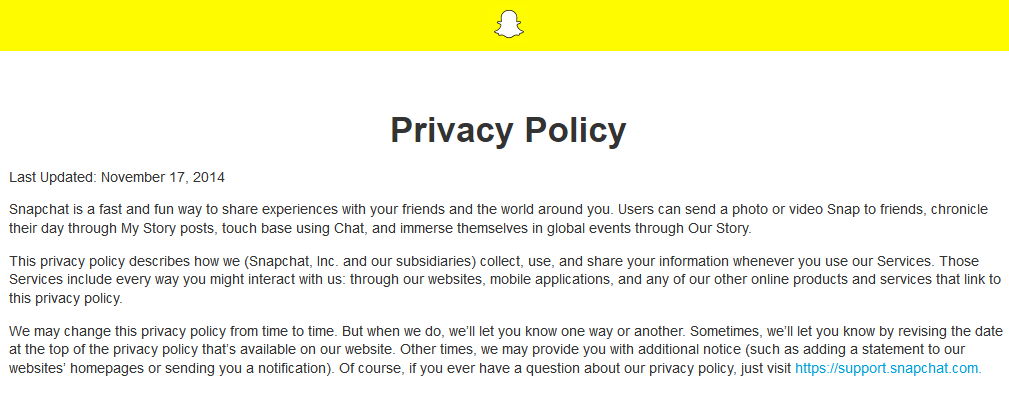 Snapchat Datenschutz